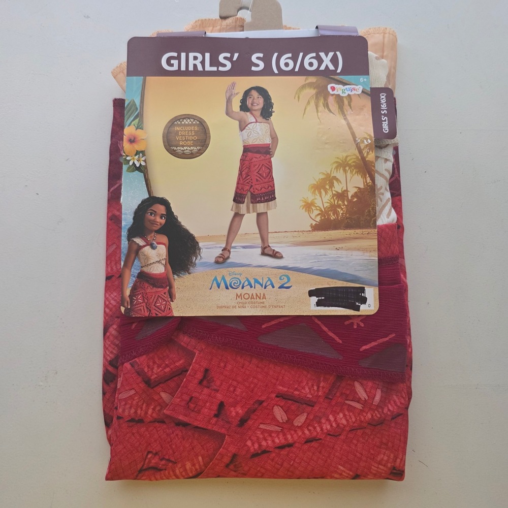 Disney Disguise NWT Moana 2 Halloween Costume Dress Princess Kids Girls S 6/6X